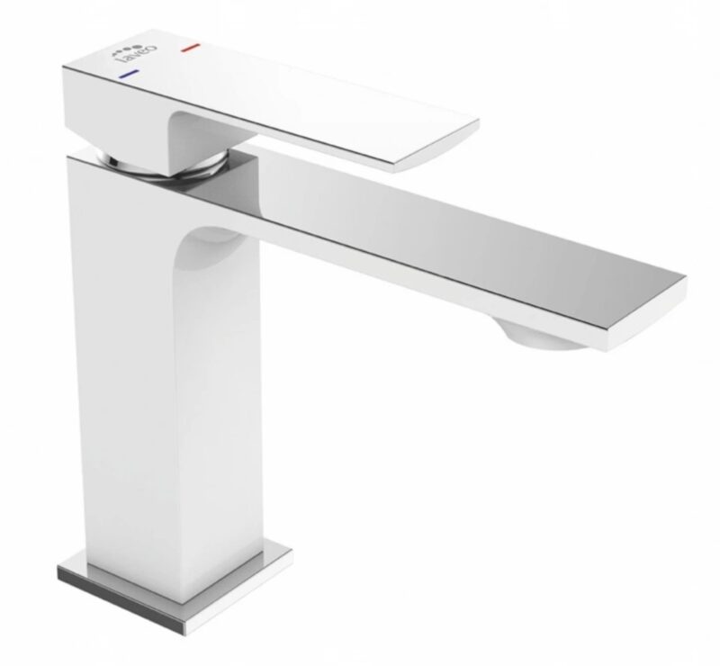 Bateria Umywalkowa Nablatowa Biały Chrom