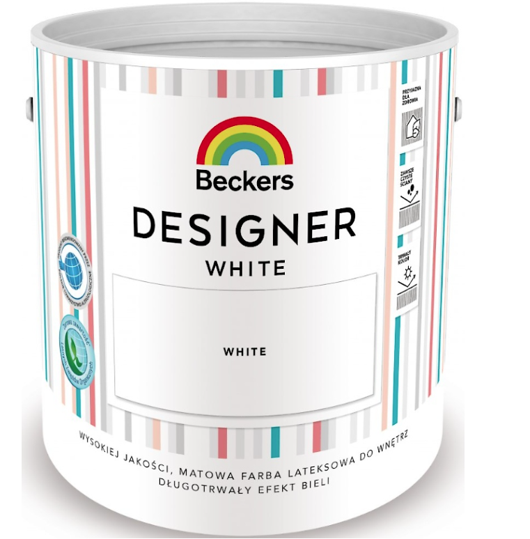 BECKERS DESIGNER WHITE - BIAŁA LATEKSOWA FARBA 2,5L