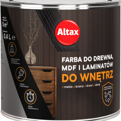 Farba Emalia Do Drewna MDF Laminatu Czarny Półmat 0,4L