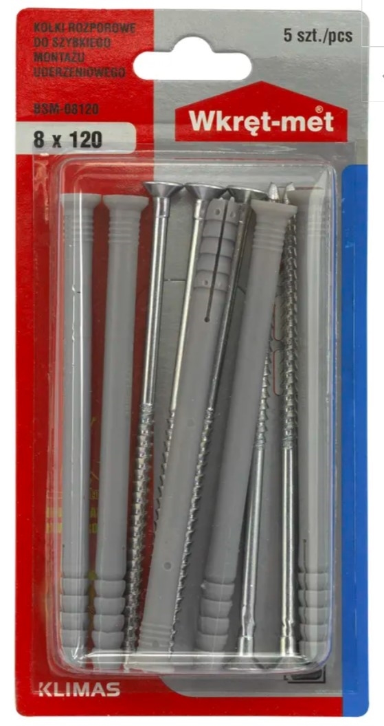 Kołki szybkiego montażu 8 x 120mm Blister 5szt.